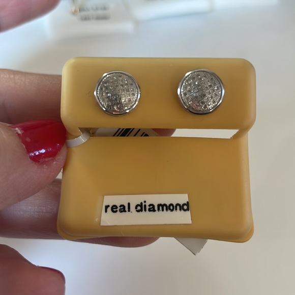 .925 Sterling Silver Earrings diamonds studs💎 - Picture 5 of 5